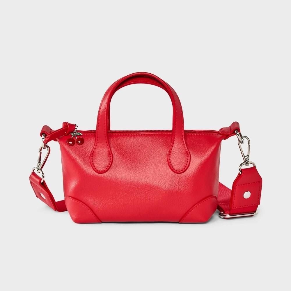 Art Class Girls Mini Satchel Crossbody Bag Red Cherry Zipper Pull Handbag